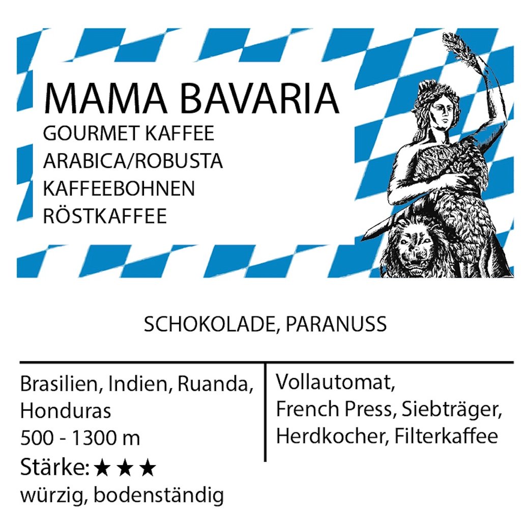 Gourmet Kaffee Mama Bavaria - Café Crema Bohnen Arabica / Robusta 500 Gramm
