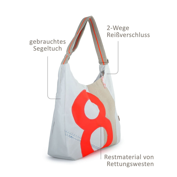 Große Damentasche "Bucht" 2604 - RESQ - Zahl orange Umhängetasche