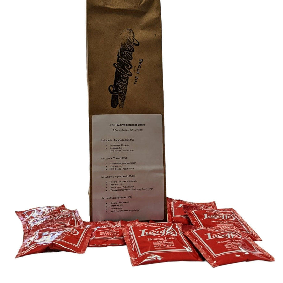 20 ESE Pads Probierpaket bestehend aus 4 verschiedenen Kaffeesorten Kaffeebohnen Lucaffé 