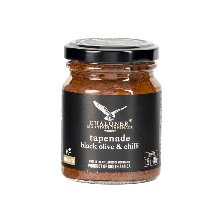 Tapenade Black Olive &amp; Chilli aus Südafrika - 125 Gramm im Glas