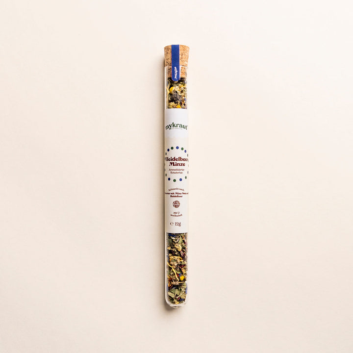 Heidelbeer Minz Tee im Glasröhrchen 12 Gramm