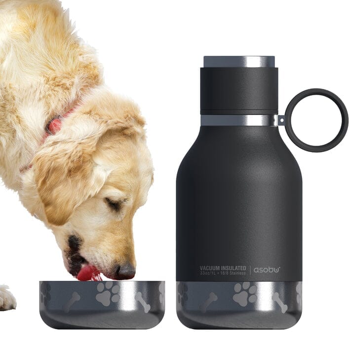 DOG BOWL Flasche mit Hundenapf Trinkflasche asobu Schwarz 
