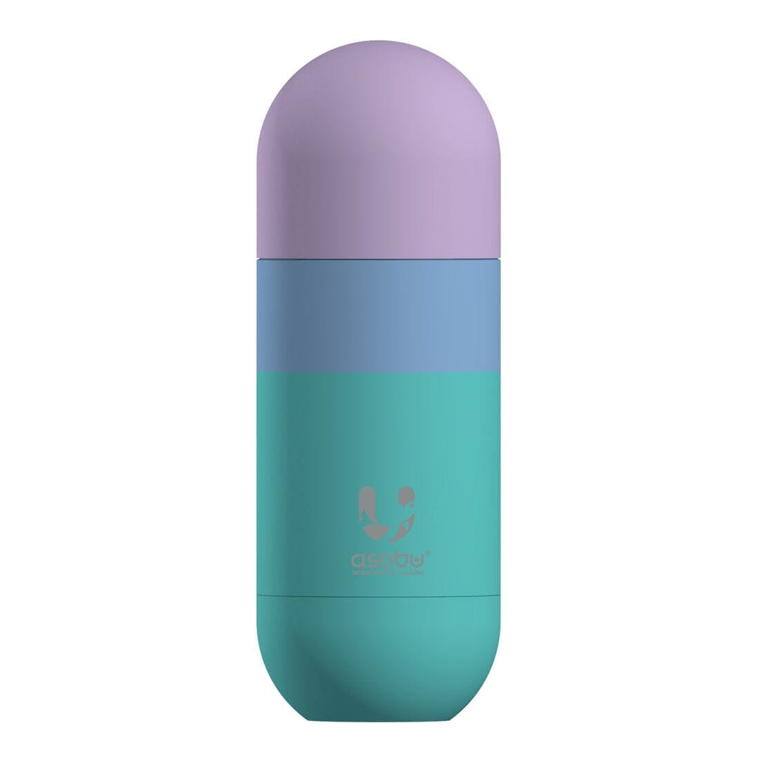 ORB Edelstahlflasche mit Becher Trinkflasche asobu Pastell Aquamarin 3-farbig 