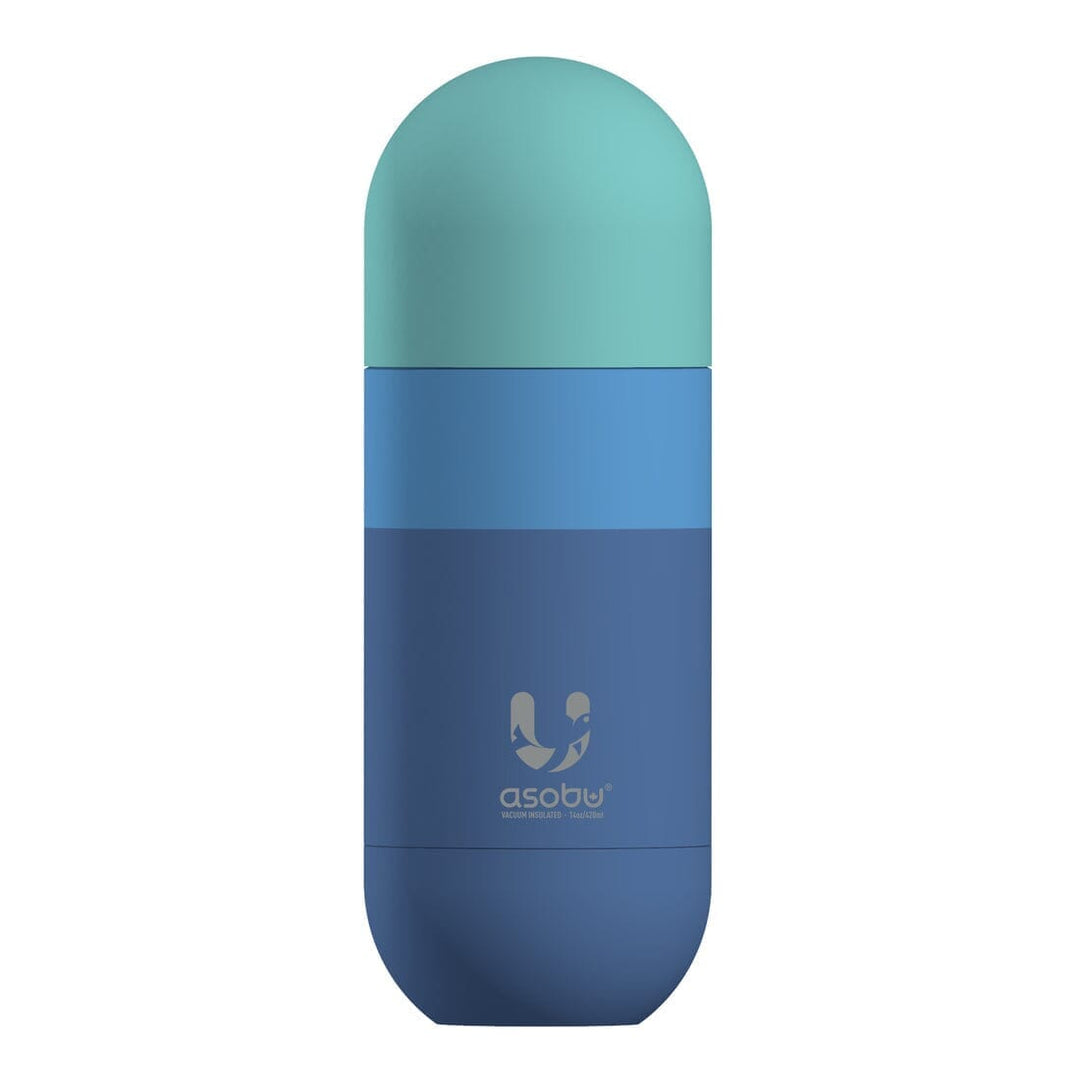 ORB Edelstahlflasche mit Becher Trinkflasche asobu Pastellblau 3-farbig 